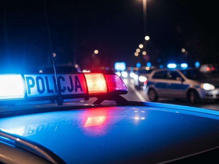 Oblodzenie drogi w Łosicach: Policja zabezpiecza miejsce zdarzenia