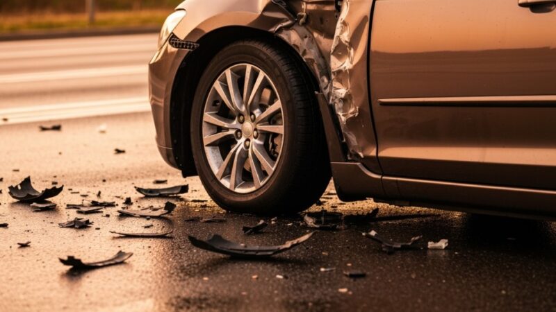 Dachowanie w Goszczku – poważny wypadek z rannym kierowcą