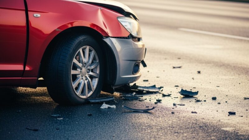 Wypadek w Amelinie: Trzeźwy kierowca bez uprawnień dachował BMW