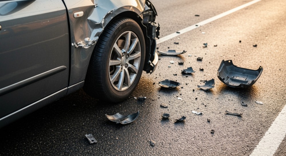 Kolizja dwóch Toyot w Dębniaku. 41-latek otrzymał mandat